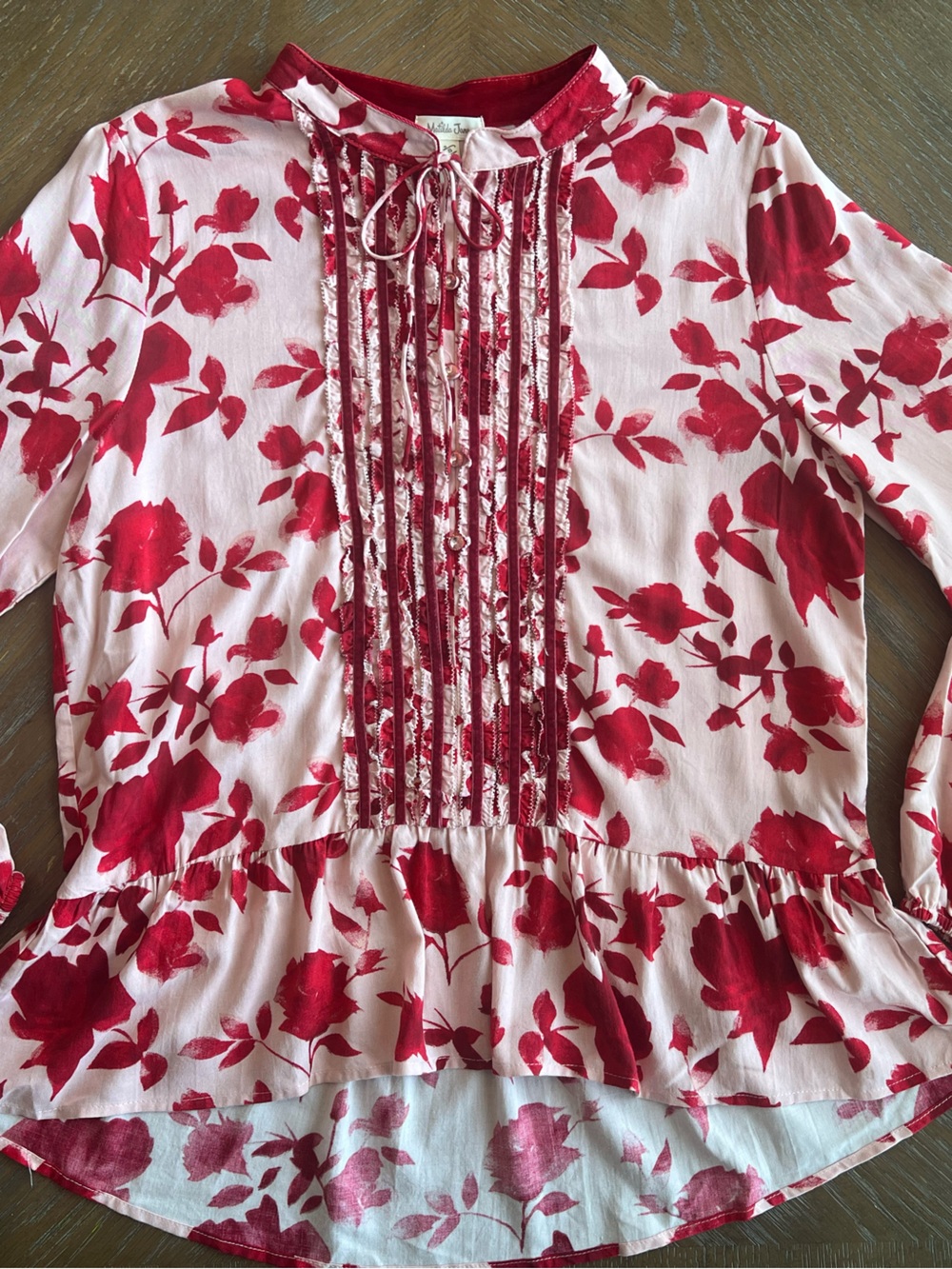 Matilda Jane Pink and Red Floral Tie-Front Top